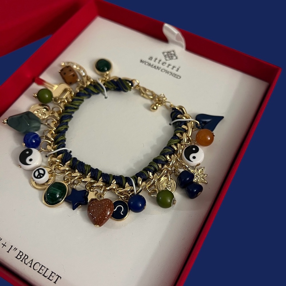 Atterri Gold and Blue Charm Bracelet